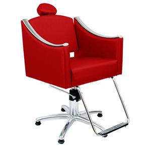 Cadeira de Cabeleireiro Cristal Encosto Reclinável Pentapé - Vermelho