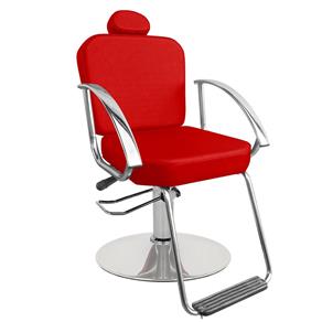 Cadeira de Cabeleireiro Dallas Encosto Fixo Pé Redondo - Vermelho