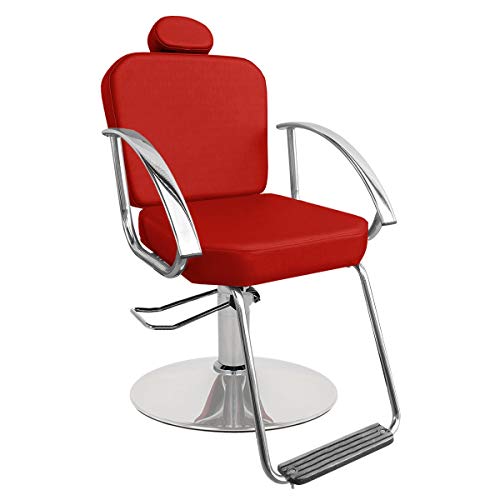 Cadeira de Cabeleireiro Dallas Encosto Fixo - Pé Redondo - Vermelho