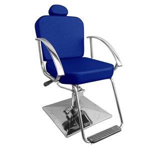 Cadeira de Cabeleireiro Dallas Encosto Reclinável - Pé Quadrado - Azul