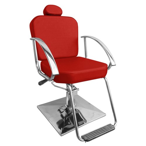 Cadeira de Cabeleireiro Dallas Encosto Reclinável - Pé Quadrado - Vermelho
