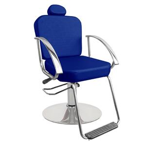 Cadeira de Cabeleireiro Dallas Encosto Reclinável - Pé Redondo - Azul