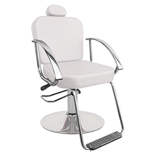 Cadeira de Cabeleireiro Dallas Encosto Reclinável - Pé Redondo - Branco
