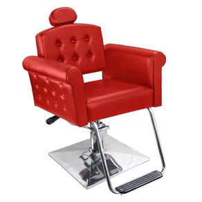 Cadeira de Cabeleireiro Elegance Encosto Fixo - Pé Quadrado - Vermelho