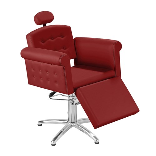Cadeira de Cabeleireiro Elegance Luxo Encosto Reclinável - Pentapé - Bordô