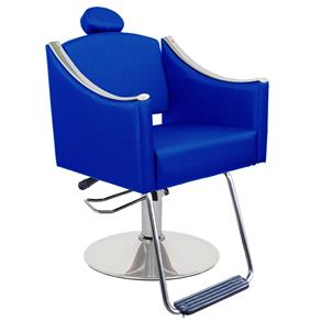Cadeira de Cabeleireiro Encosto Fixo Cristal - Pé Redondo - Azul