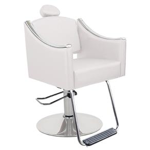 Cadeira de Cabeleireiro Encosto Fixo Cristal - Pé Redondo - Branco