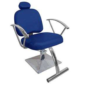 Cadeira de Cabeleireiro Íris Encosto Fixo Pé Quadrado - Azul