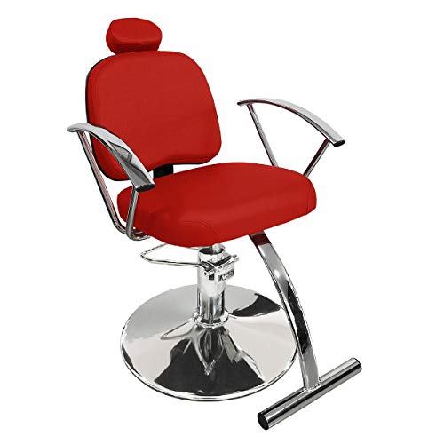 Cadeira de Cabeleireiro Íris Encosto Fixo - Pé Redondo - Vermelho