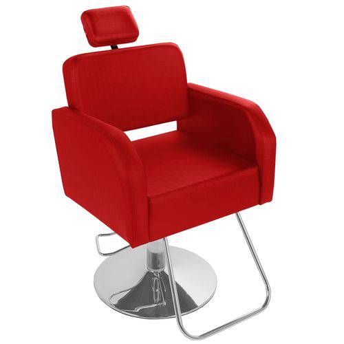 Cadeira de Cabeleireiro Pádova Encosto Fixo - Pé Redondo - Vermelho