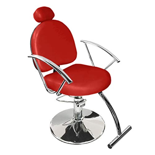 Cadeira de Cabeleireiro Roma Encosto Fixo - Pé Redondo - Vermelho