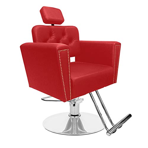Cadeira de Cabeleireiro Savona Encosto Fixo - Pé Redondo - Vermelho