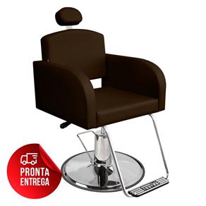 Cadeira de Cabeleireiro Sofia Encosto Fixo Pé Redondo - Café
