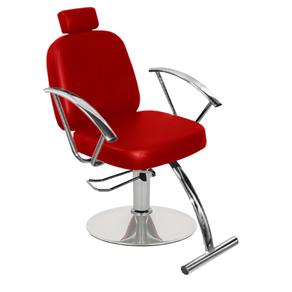 Cadeira de Cabeleireiro Turim Encostro Fixo Pé Redondo - Vermelho