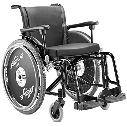 Cadeira de Rodas Ágile em Alumínio Baxmann Jaguaribe Assento 40 Cm e Cadeira Preta