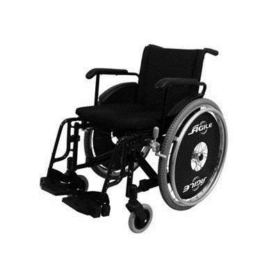 Cadeira de Rodas Ágile em Alumínio Baxmann Jaguaribe Assento 44 Cm Cadeira Preta