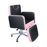 Cadeira Hidráulica Safira Com Relax - Cabeleireiro E Maquiagem, Fortebello Móveis, Cor: Preto Com Rosa Acetinado