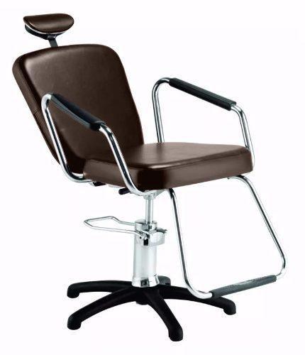 Cadeira Nix Hidráulica Reclinável para Barbeiro e Maquiagem Marrom Tabaco - Dompel