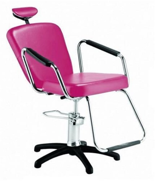Cadeira Nix Hidráulica Reclinável para Barbeiro e Maquiagem, Rosa - Dompel