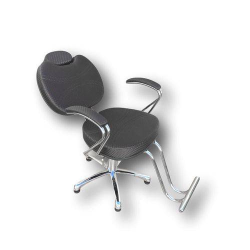Cadeira para Cabeleireiro Luana Reclinável Luxo Preto 3d