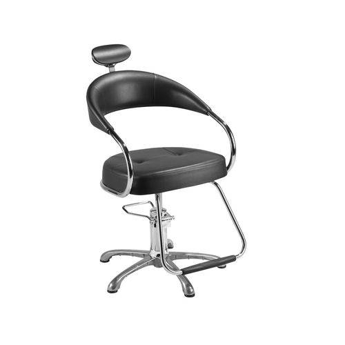 Cadeira para Salão de Beleza Futura 3700 Preta Manual com Pentapé de Alumínio - Dompel