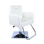 Cadeira Poltrona Hidráulica Reclinavel Splendor Capitone,cabeleireiro,maquiagem,fortebello Móveis,cor: Branco Acetinado