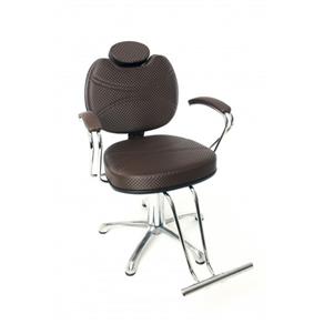 Cadeira Poltrona para Cabeleireiro Luana Luxo Fixa Café 3D