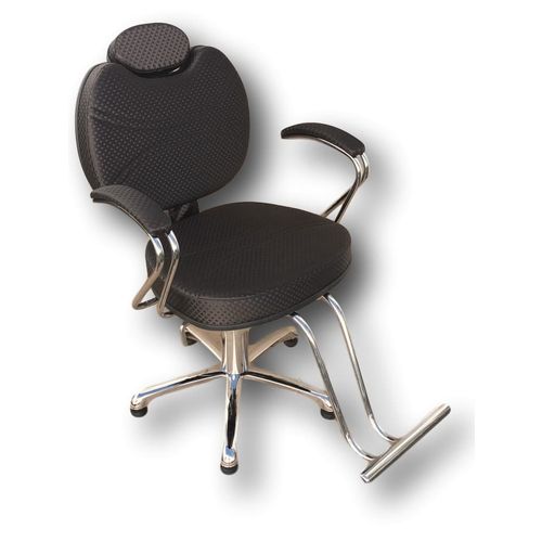 Cadeira Poltrona para Cabeleireiro Luana Luxo Fixa Café 3d