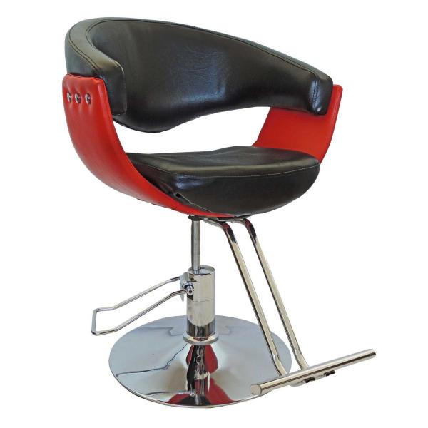 Cadeira Preta e Vermelha para Salão e Barbearia Pel-028 Pelegrin