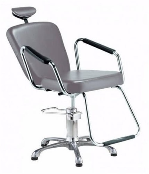 Cadeira Reclinável Alumínio para Barbeiro e Maquiagem, Prata - Nix Dompel