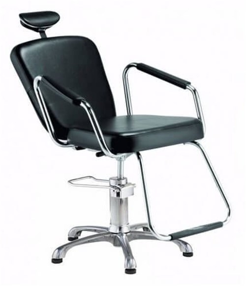 Cadeira Reclinável Alumínio para Barbeiro e Maquiagem, Preta - Nix Dompel