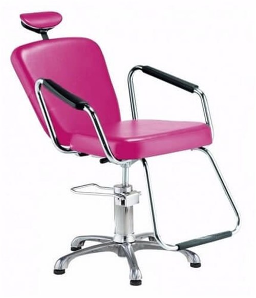 Cadeira Reclinável Alumínio para Barbeiro e Maquiagem, Rosa - Nix Dompel