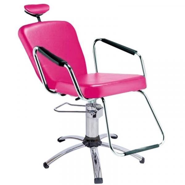 Cadeira Reclinável Alumínio para Barbeiro e Maquiagem, Rosa - Nix Dompel