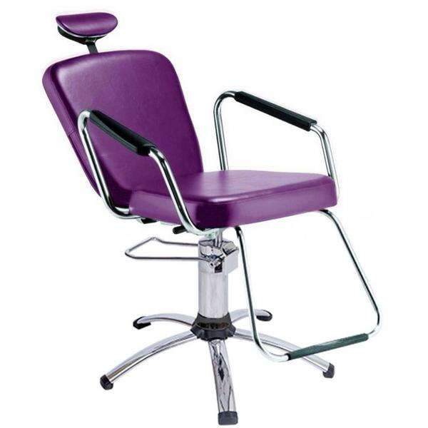 Cadeira Reclinável Alumínio para Barbeiro e Maquiagem, Roxa - Nix Dompel