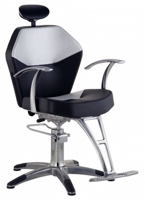 Cadeira Romana Hidráulica Reclinável para Barbeiro Barbearia, Preto com Branco - Dompel