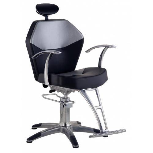 Cadeira Romana Hidráulica Reclinável para Barbeiro Barbearia, Preto com Prata - Dompel