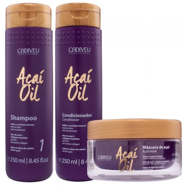 Cadiveu Açaí Oil Kit Trio Shampoo 250ml Condicionador 250ml Máscara 140g - P - Cadiveu Professional