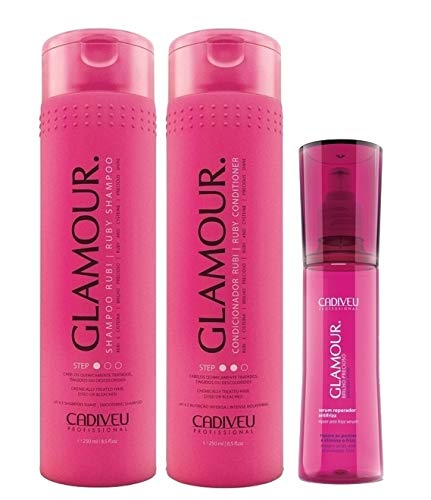 Cadiveu Glamour Kit Shampoo Rubi (250ml), Condicionador Rubi (250ml) e Cristal Líquido (45ml)