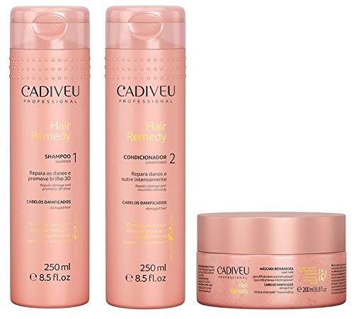 Cadiveu Hair Remedy Kit Shampoo (250ml), Condicionador (250ml) e Máscara Reparadora (200ml)