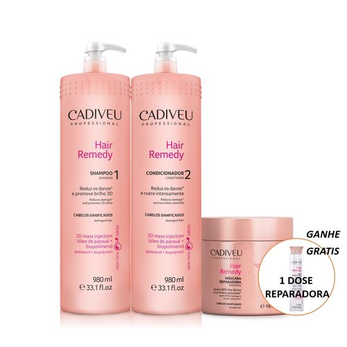 Cadiveu Hair Remedy Kit Tratamento Profissional 3 Prod.