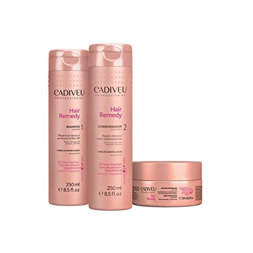 Cadiveu Hair Remedy Kit Trio Home Care Shampoo 250ml Condicionador 250ml Máscara 200g - P