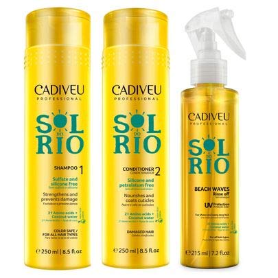 Cadiveu Sol do Rio Duo Kit Shampoo (250ml), Condicionador (250ml) e Beach Waves (215ml)