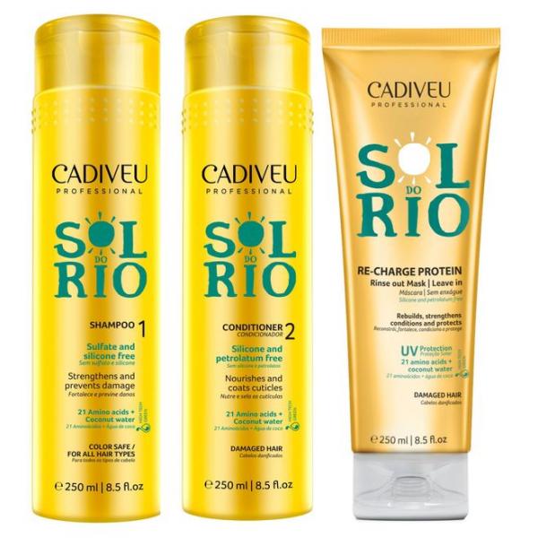 Cadiveu Sol Do Rio Duo Kit Shampoo (250ml), Condicionador (250ml) E Re-charge (250ml)