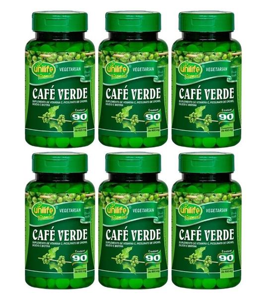 Café Verde 90 Comprimidos 400mg Unilife Kit 6 Unidades