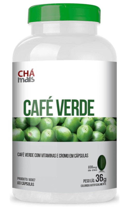 Café Verde Chá Mais com Vitaminas e Cromo 60 Cápsulas 600mg