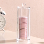 Caixa de organizador de maquiagem de acrílico transparente Cilindro de algodão Almofadas de algodão Caixa de armazenamento