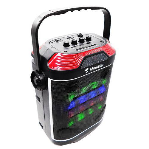 Caixa de Som Bluetooth Amplificada Led com Microfone Karaoke Radio com Fm USB Sd e Controle 20w Reca