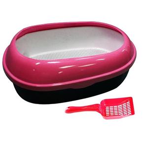 Caixa Higiênica Banheiro Gatos Porta Pegador Western #Pet-25 - Rosa