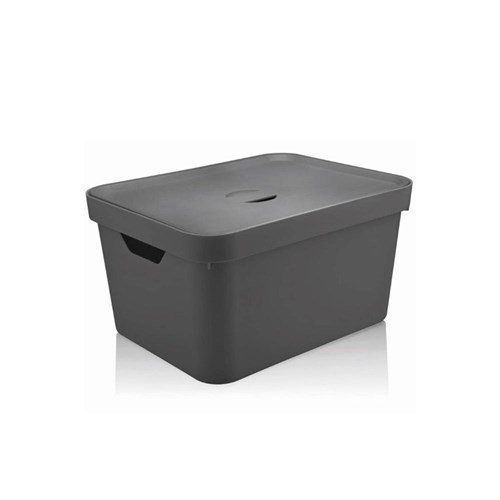 Caixa Organizadora com Tampa Cube 32 Litros Chumbo