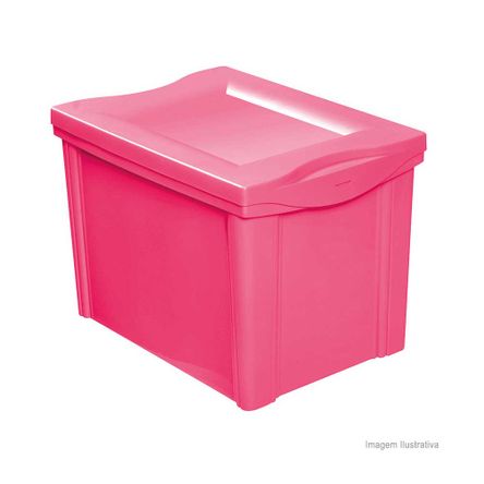Caixa Organizadora de Plástico Color 65 Litros Rosa Ordene